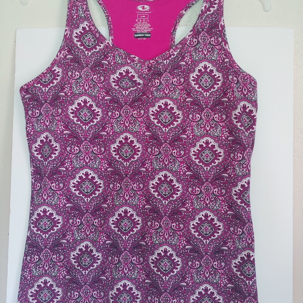 Athletic Works Pink Tank Top w/Built in Bra SZ LG